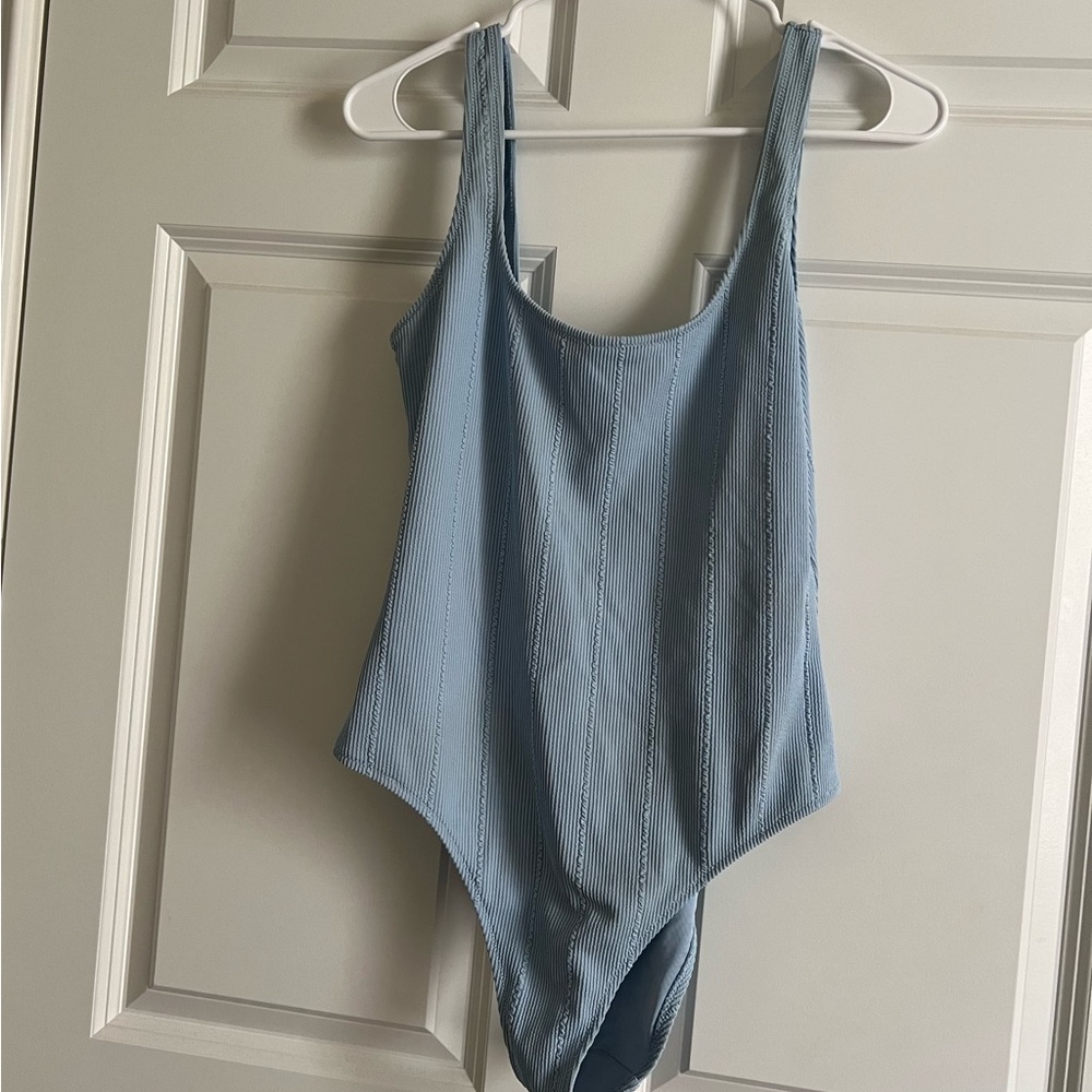 AERIE RIBBED BLUE ONE PIECE SWIMSUIT